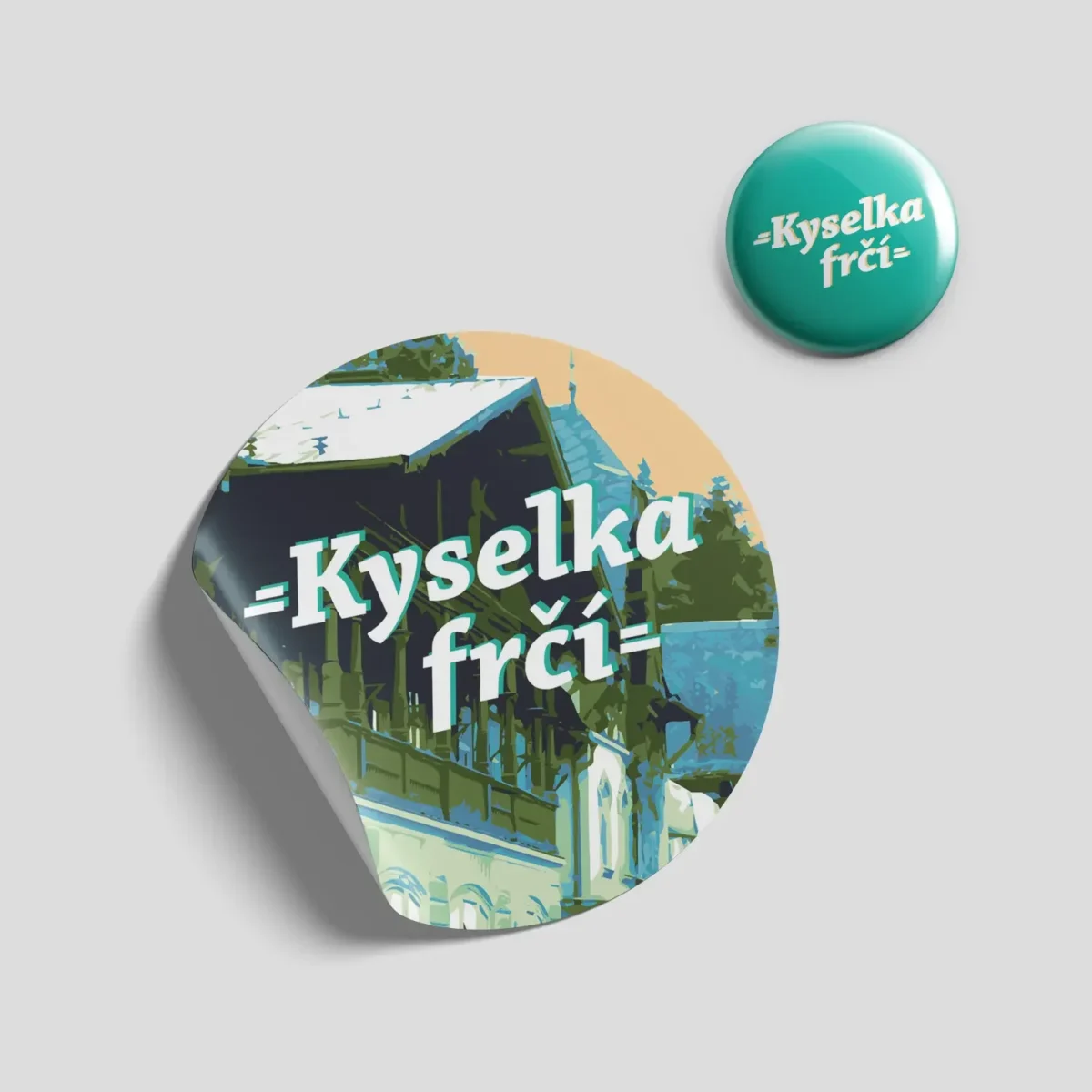 Kyselka sticker pin mockup